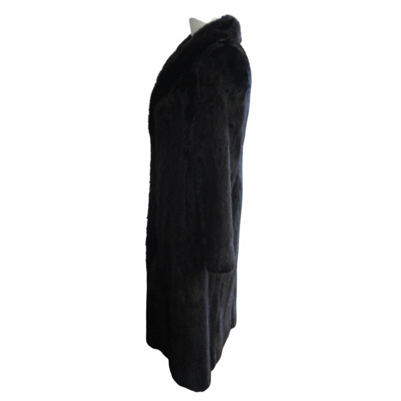 【中古】高級毛皮 美品 ミンク コート ダークミンクファー ロング丈 103cm丈 リアルファー 総裏 黒 ブラック 9号 高級毛皮 美品 ミンク コート ダークミンクファー ロング丈 着丈103cm
