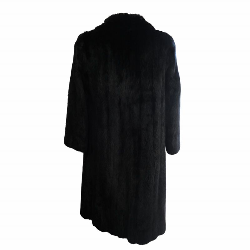 【中古】高級毛皮 美品 ミンク コート ダークミンクファー ロング丈 103cm丈 リアルファー 総裏 黒 ブラック 9号 高級毛皮 美品 ミンク コート ダークミンクファー ロング丈 着丈103cm