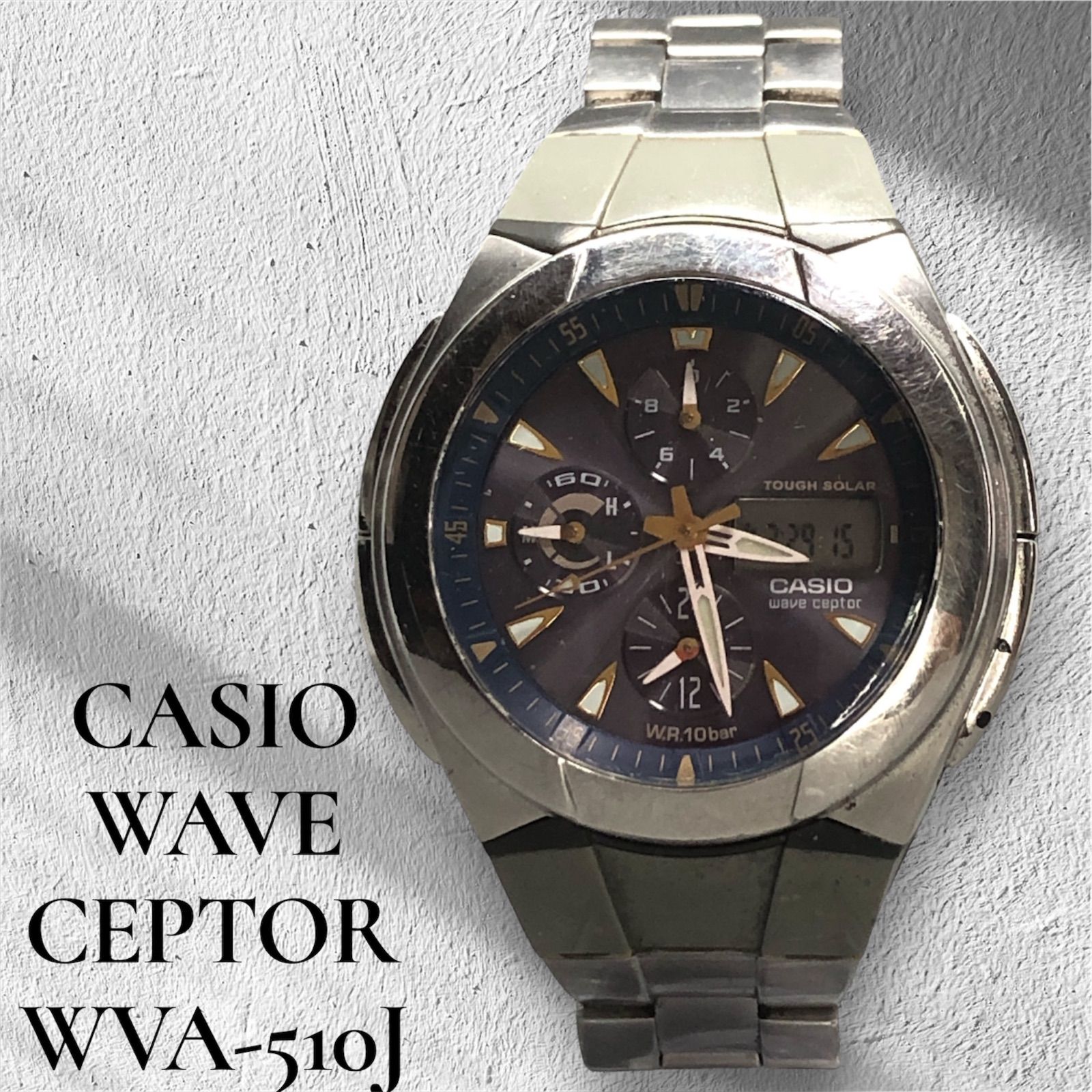 CASIO - 490 CASIO メンズ 時計 電波ソーラー ウェーブセプター
