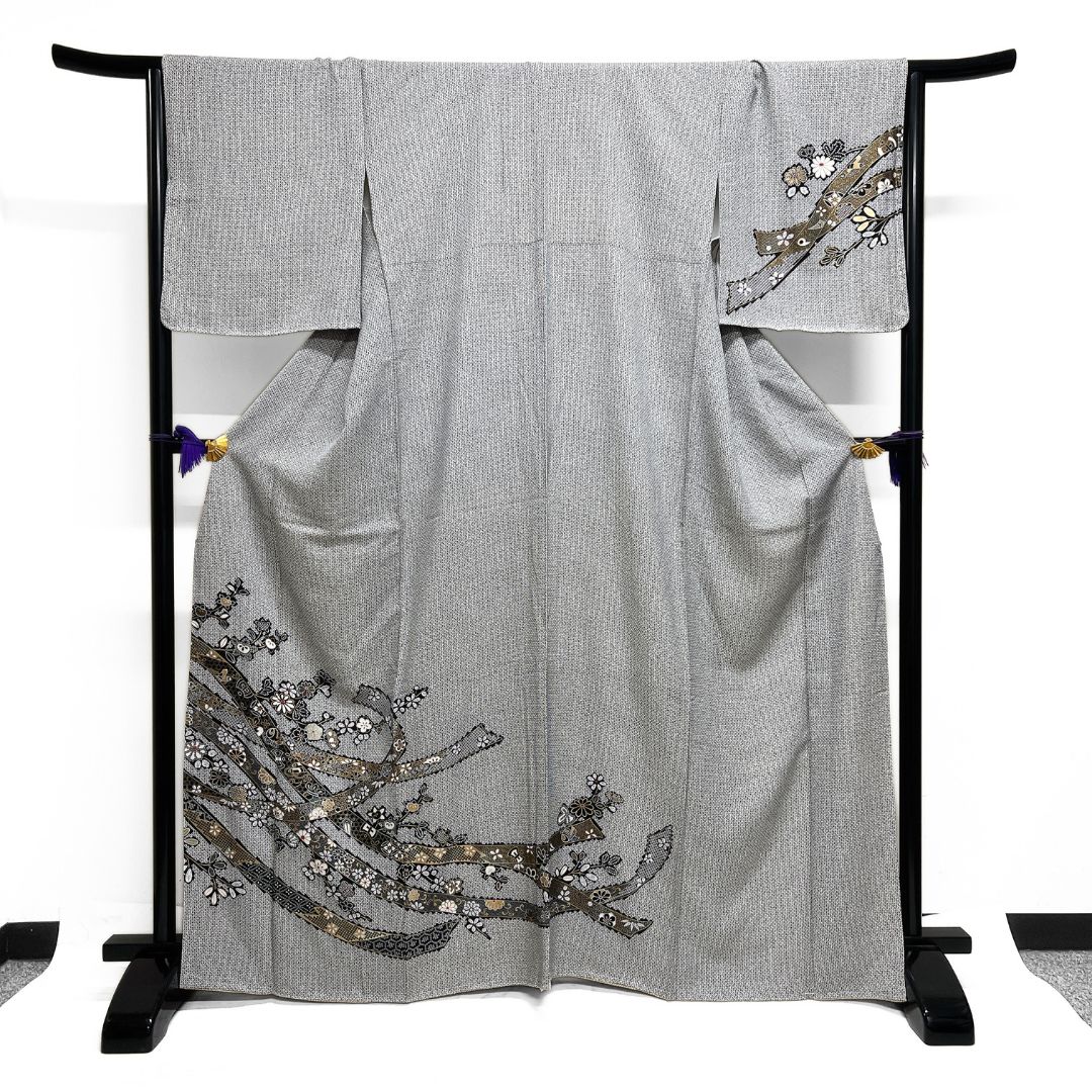 未着用 付け下げ 金彩 熨斗 鹿の子 菊 橘 宝尽くし 着物 123 b d ms