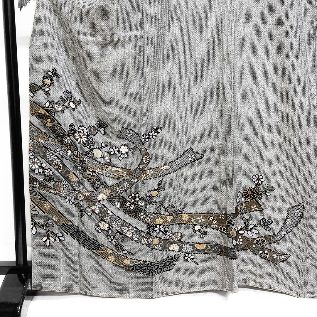 未着用 付け下げ 金彩 熨斗 鹿の子 菊 橘 宝尽くし 着物 123b d ms