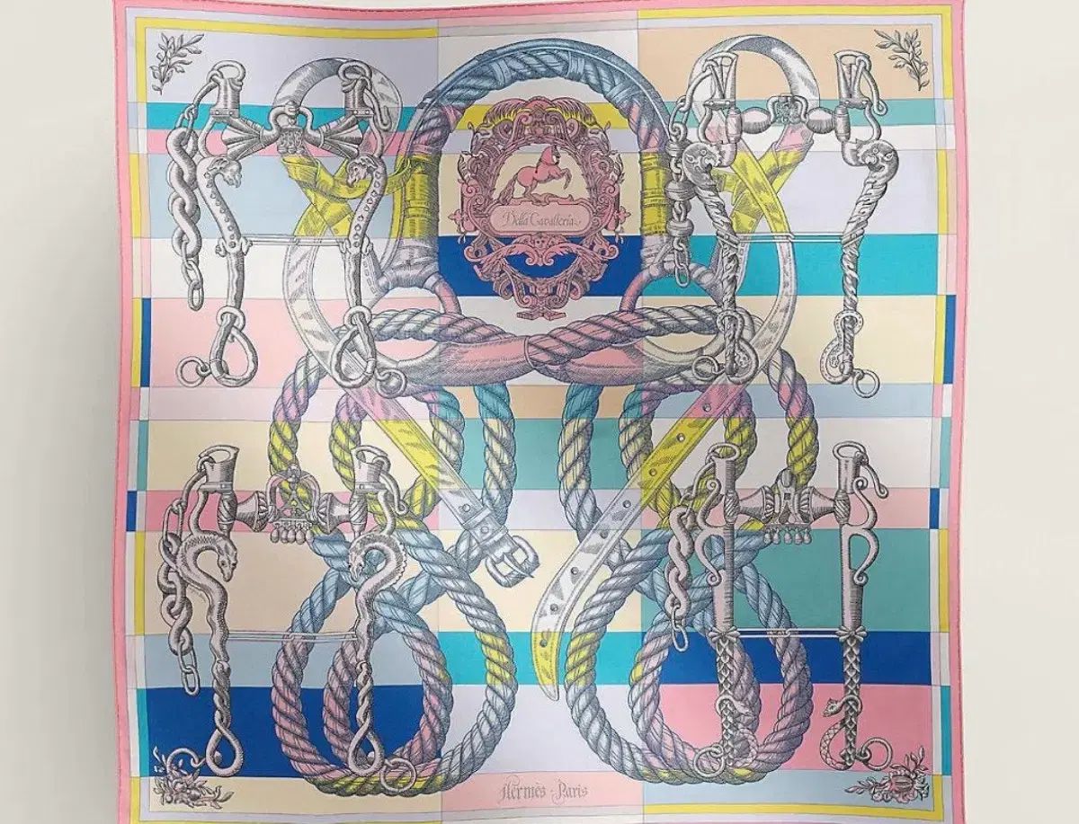  エルメススカーフ90ローズ ボンボン バンダナ スカーフ 小物