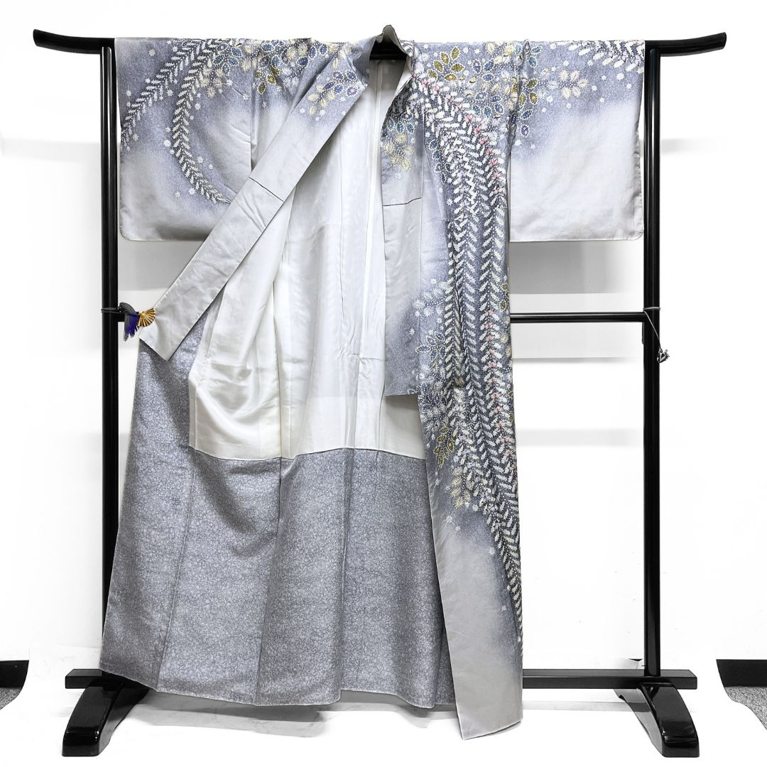 作家もの 訪問着 染め大島紬 絞り 辻ヶ花 藤 紋無し 着物 123b d ms