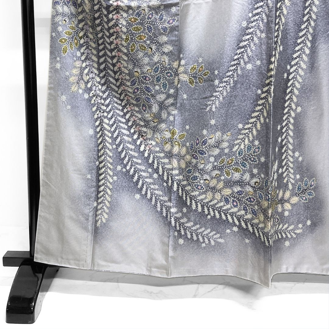 作家もの 訪問着 染め大島紬 絞り 辻ヶ花 藤 紋無し 着物 123b d ms