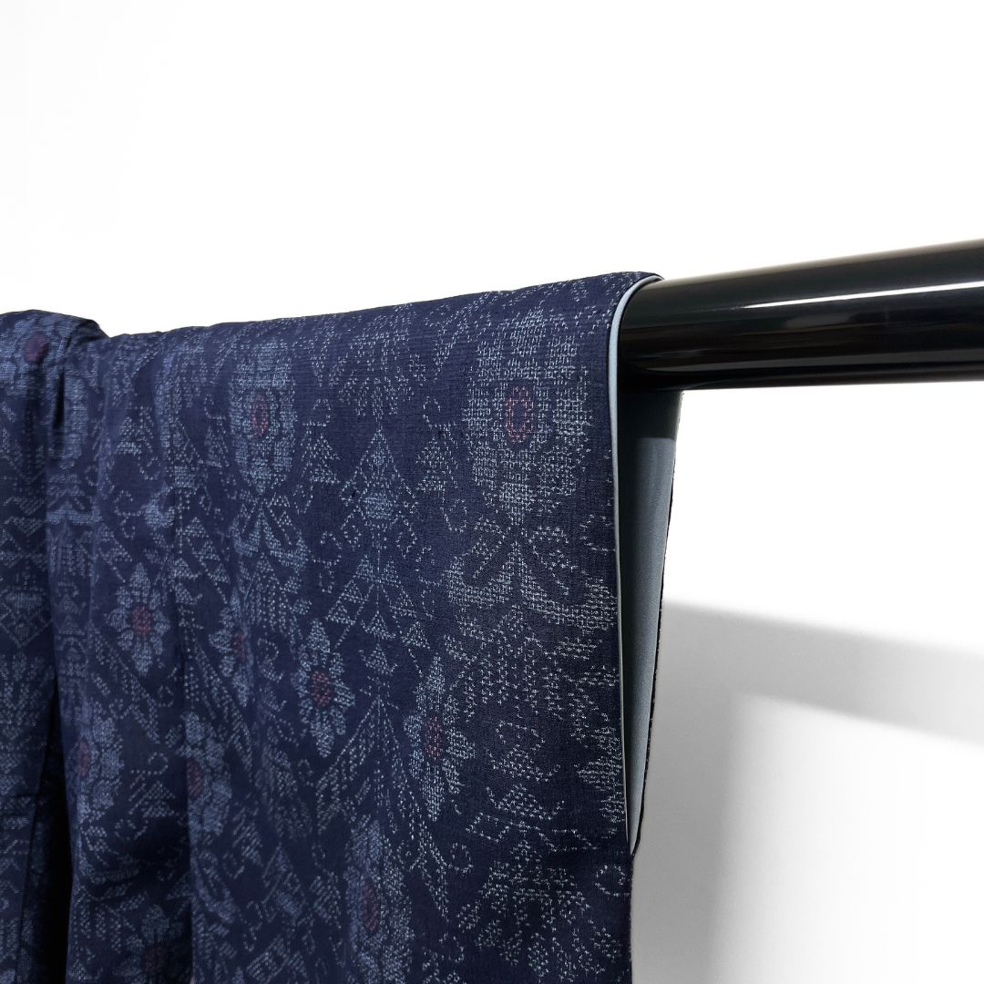  小紋 本場結城紬 藍染 100亀甲 花模様 幾何学 着物 123 b d ms 小紋 着物