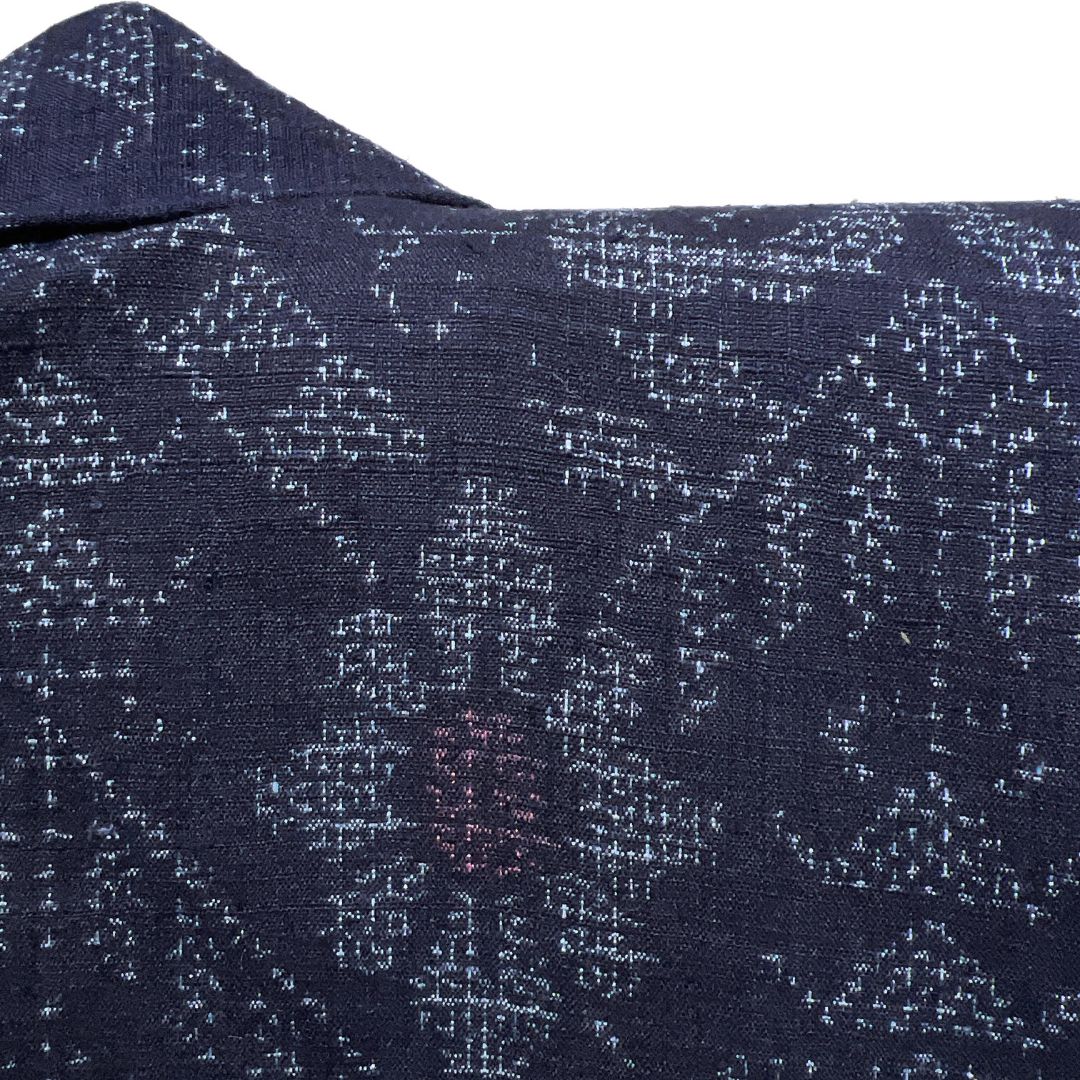 小紋 本場結城紬 藍染 100亀甲 花模様 幾何学 着物 123b d ms - メルカリ