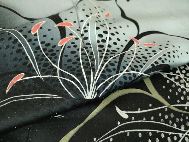 平和屋着物○豪華振袖 百合 暈し染め 銀彩 銀通し地 正絹 逸品