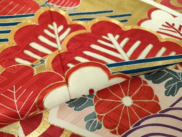 駒刺繍 地紙飛鶴花文