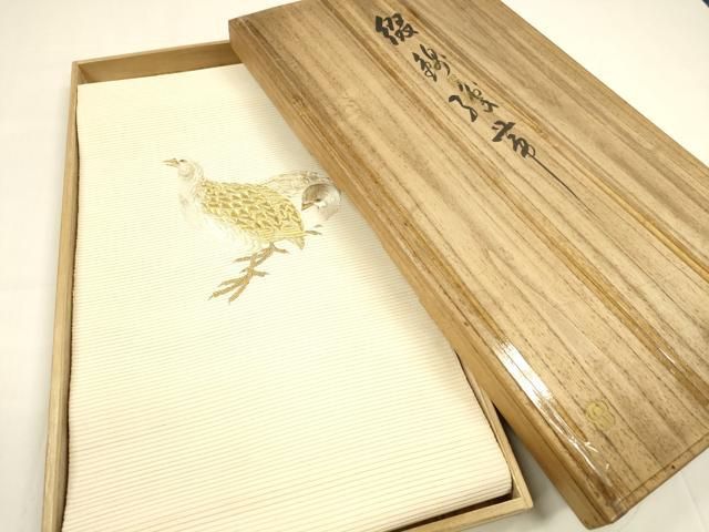 平和屋着物 夏物 爪掻き本綴れ 石川綴れ 太鼓柄袋帯 総手刺繍 群鶉 金銀糸 共 き 正絹 cm