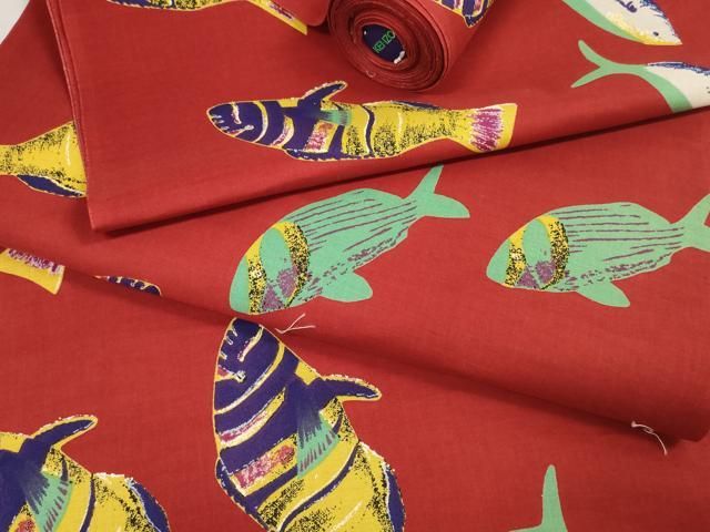 平和屋着物∴夏物 浴衣 反物 着尺 KENZO 高田賢三 魚 綿 zzz