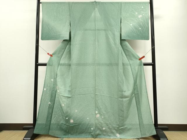 平和屋着物 夏物 訪問着 絽 草花文 たたき染め 銀彩 正絹 ze