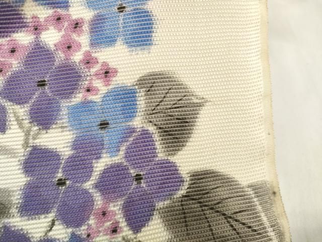  平和屋着物 夏物 名古屋帯 帯反物 作家物 手描き 紫陽花 アジサイ zzz 名古屋帯 帯