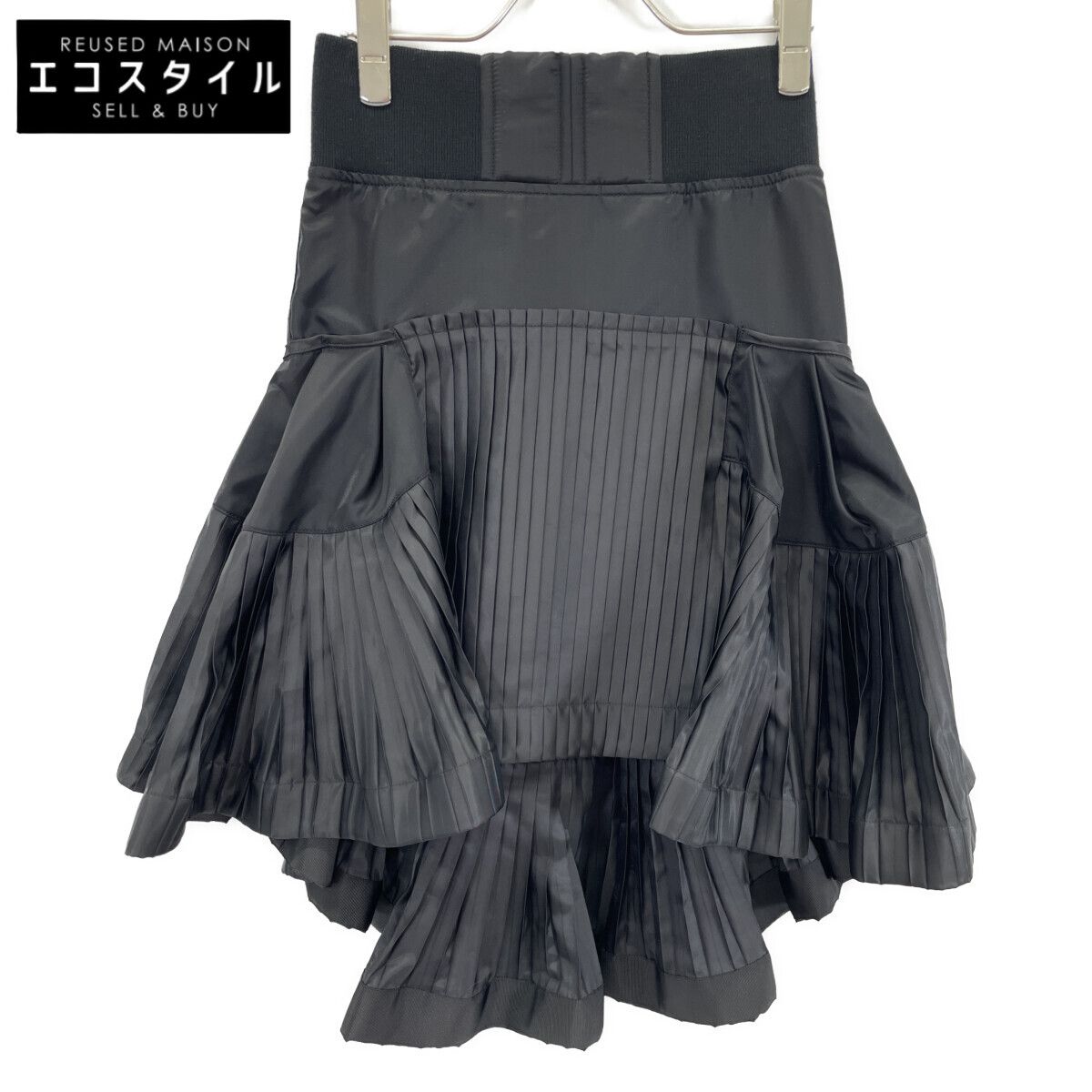 sacai サカイ 25 SS 25-07679 ﾌﾞﾗｯｸ ﾌﾟﾘｰﾂﾃﾞｻﾞｲﾝ Nylon Twill Skirt ﾅｲﾛﾝﾂｲﾙｽｶｰﾄ 0