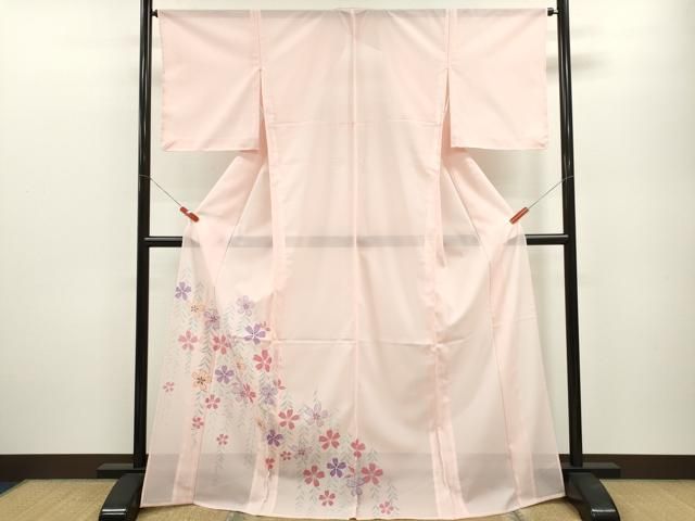 平和屋着物 夏物 色留訪問着 絽 枝垂れ桜文 金彩 洗える着物 ze