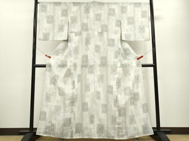 平和屋着物 夏物 小紋 色紙重ね吉祥花文 洗える着物 ze