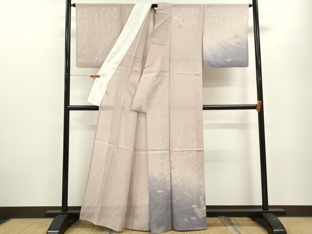 平和屋着物 夏物 訪問着 絽 流水籬草花文 たたき染め 正絹 ze