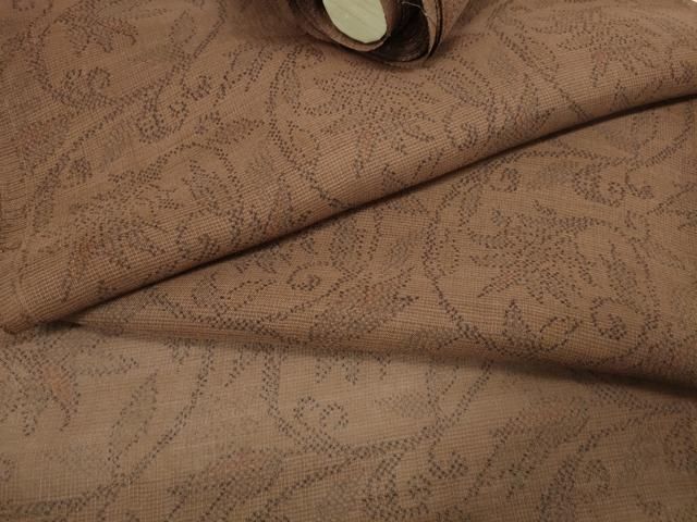 平和屋着物 夏物 本塩沢 夏塩沢 解き反物 花唐草文 写真付き zzz