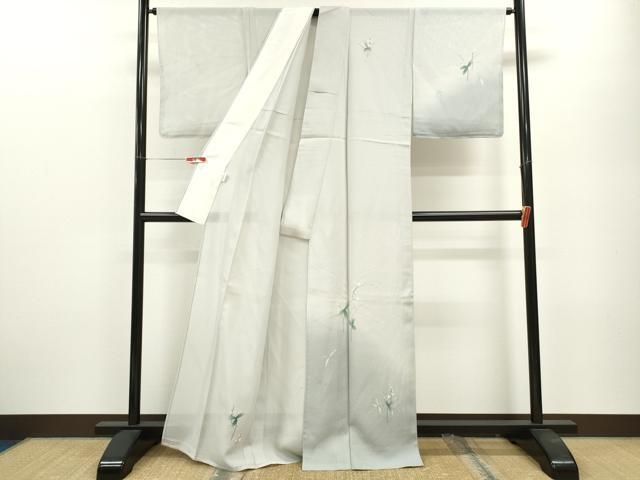 平和屋着物 夏物 訪問着 絽 手描き 草花文 暈し染め 正絹 ze