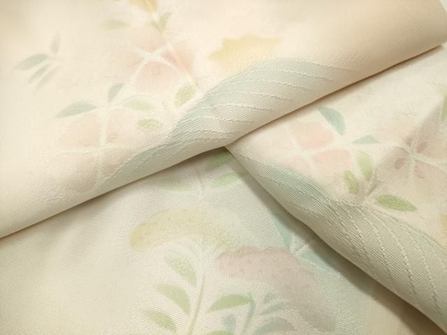 平和屋着物○長襦袢 無双仕立て 立波草花文 蛍暈し 正絹 逸品