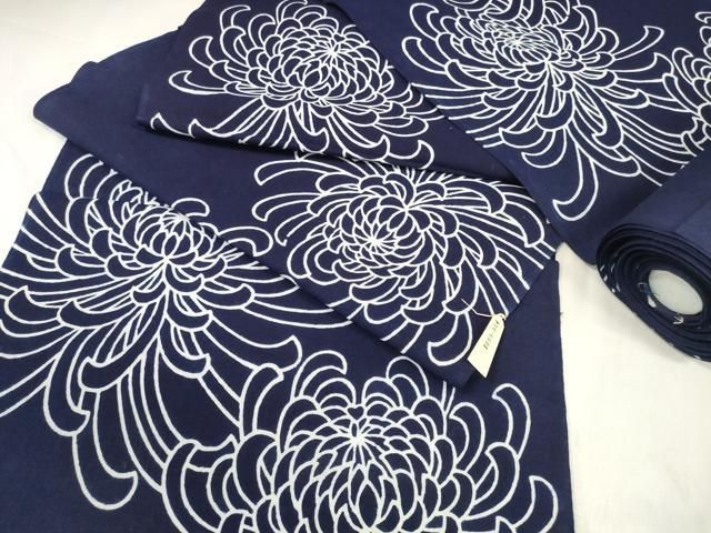 平和屋着物∴夏物 浴衣 反物 着尺 乱菊 綿 zzz