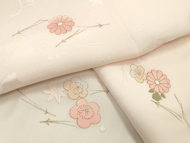 平和屋着物○長襦袢 無双仕立て 横段草花文 暈し染め 正絹 逸品