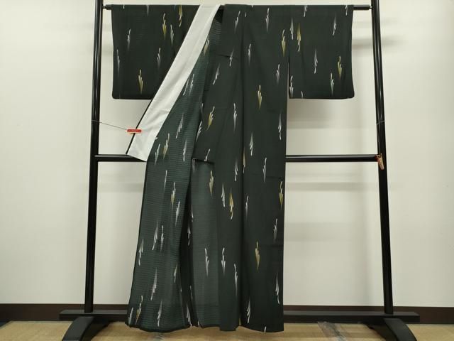 平和屋着物 夏物 小紋 絽 吉祥文 黒地 洗える着物 ze