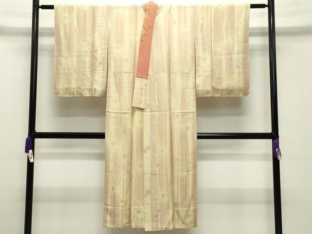 平和屋着物 長襦袢 無双仕立て 作家物 舞桜文 暈し染め 半衿刺繍 正絹 gh