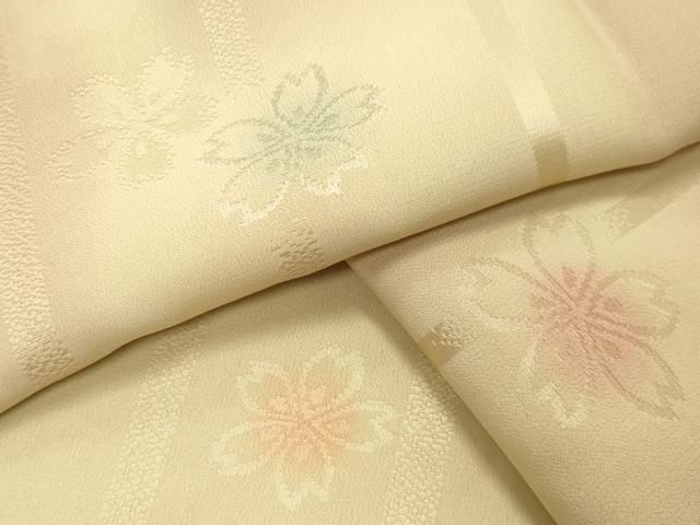 平和屋着物 長襦袢 無双仕立て 作家物 舞桜文 暈し染め 半衿刺繍 正絹 gh