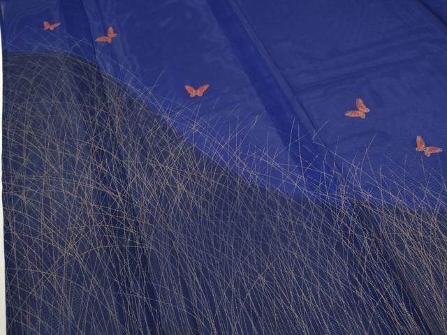  平和屋着物 夏物 訪問着 絽 草木舞蝶文 暈し染め 金彩 洗える着物 ze 訪問着 付け下げ 着物