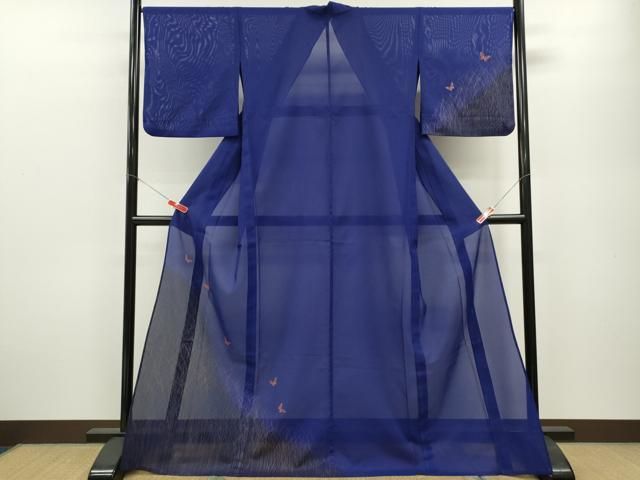 平和屋着物 夏物 訪問着 絽 草木舞蝶文 暈し染め 金彩 洗える着物 ze