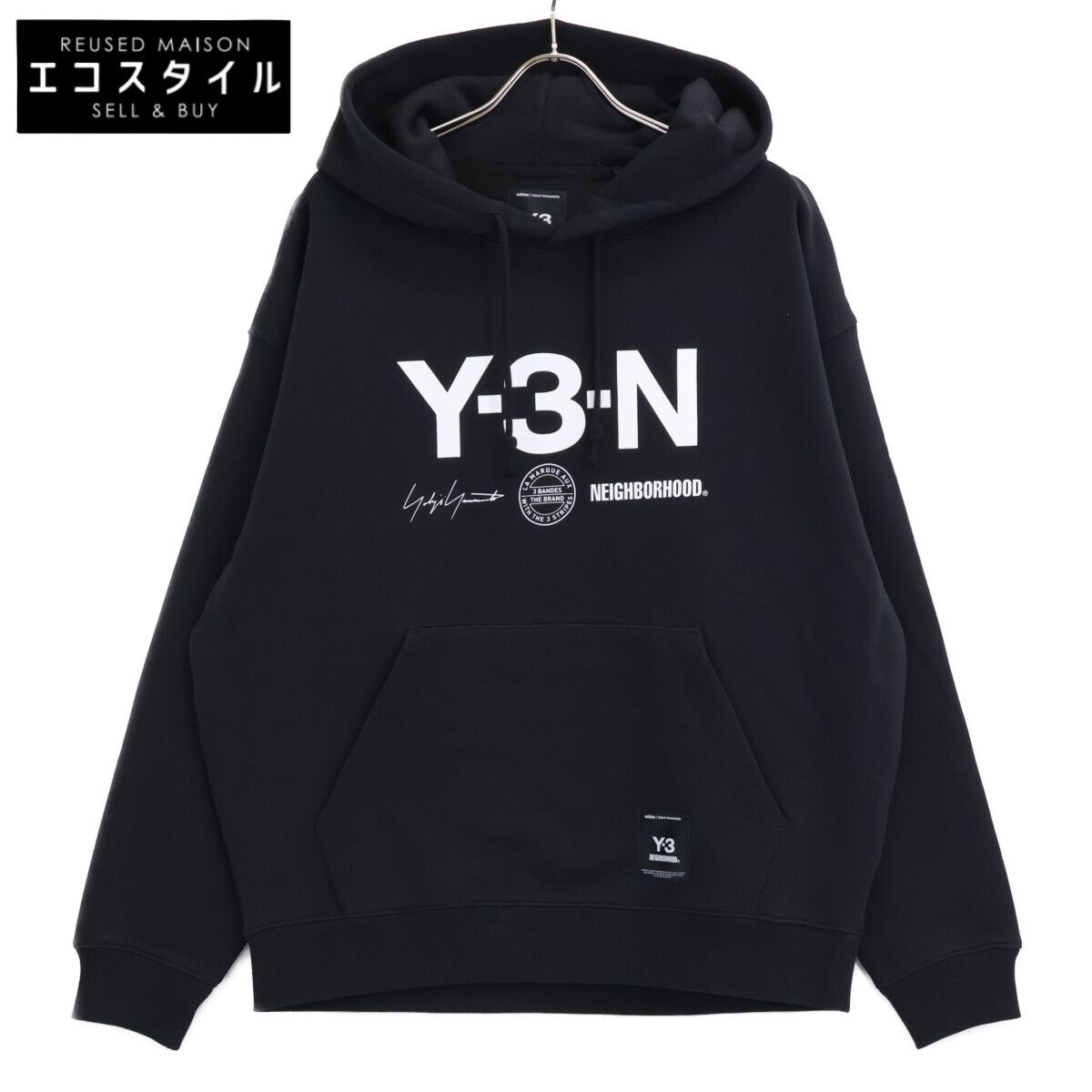 Y 3 ワイスリー 25 AW JW 7004 ﾌﾞﾗｯｸ ﾎﾜｲﾄ Nﾌﾛﾝﾄﾌﾟﾘﾝﾄ GRAPHIC HOODIE Ⅿ