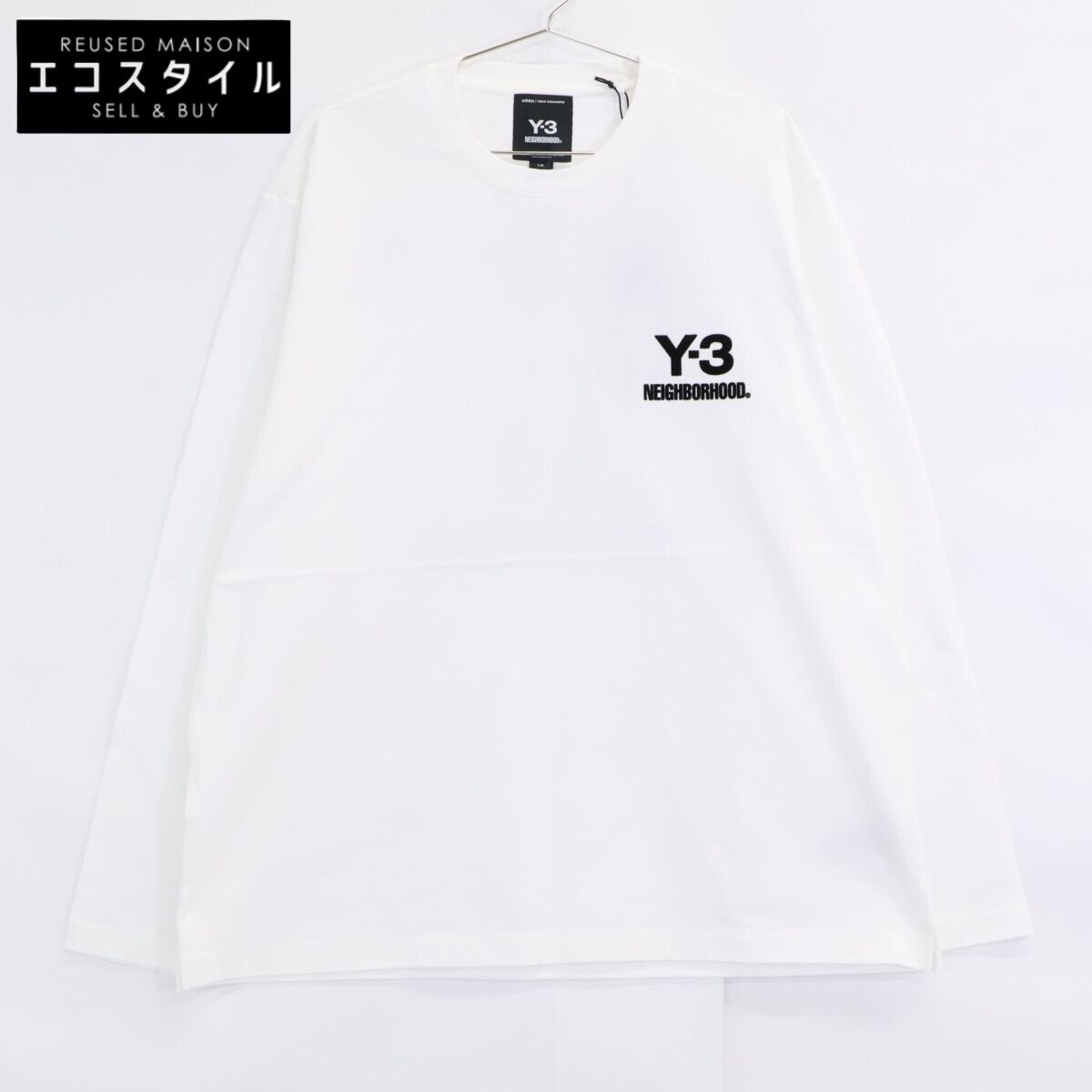Y 3 ワイスリー 25 AW JX 7455 ﾎﾜｲﾄ Nﾊﾞｯｸﾌﾟﾘﾝﾄ LOGO LS TEE L