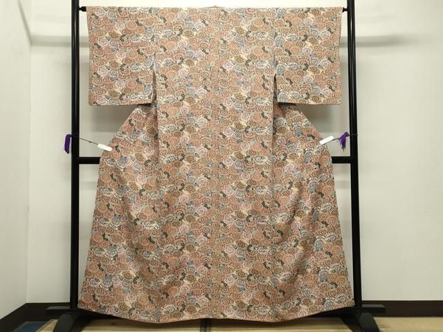 平和屋着物 上質な小紋 型染め 菊尽くし 正絹 gh