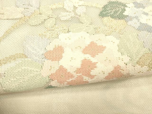  平和屋着物 夏物 つけ帯 紫陽花草葉文 金銀糸 正絹 cm 付け帯 作り帯 帯