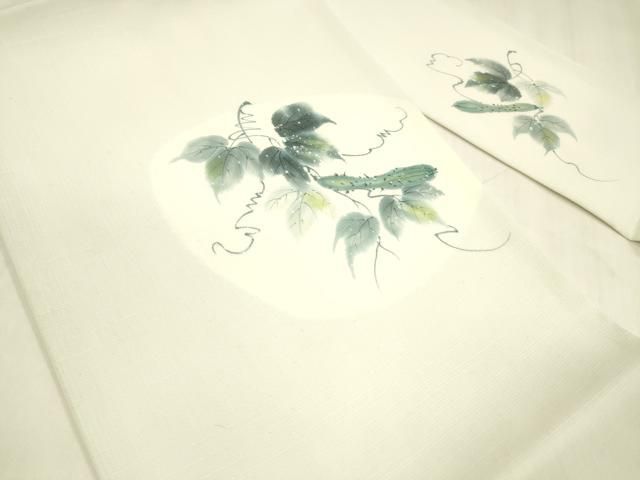平和屋着物 夏物 九寸名古屋帯 手描き 成り物蔦の葉文 cm