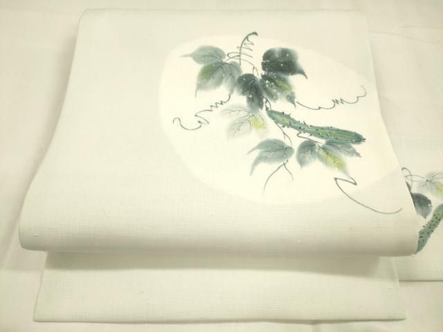 平和屋着物 夏物 九寸名古屋帯 手描き 成り物蔦の葉文 cm