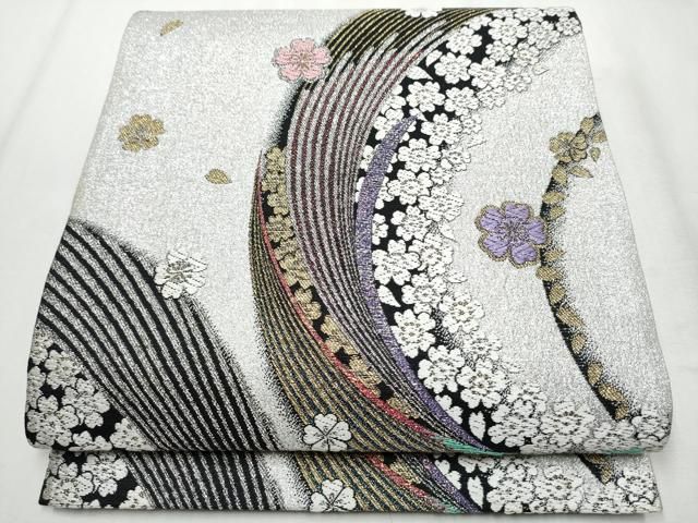 平和屋着物 六通柄袋帯 唐織 舞桜文 金銀糸 正絹 hy