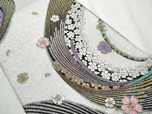 平和屋着物 六通柄袋帯 唐織 舞桜文 金銀糸 正絹 hy