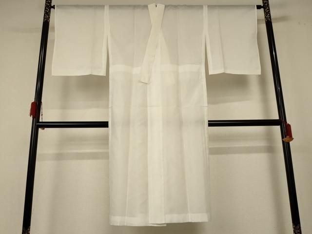 美品 夏物 裄64.4cm 絽 白地 長襦袢(正絹）Js594 長襦袢 夏物／絽