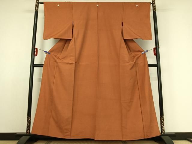  平和屋着物 上質な紬 単衣 土器色 正絹 jh 紬 着物