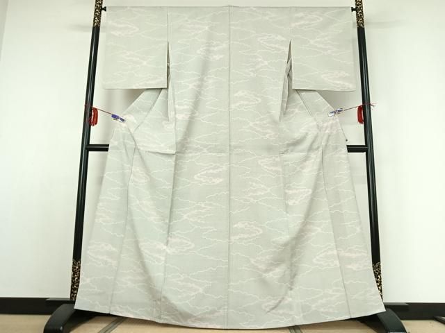 平和屋着物 本塩沢 単衣 110亀甲 雲取り文 正絹 jh