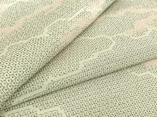 平和屋着物 本塩沢 単衣 110亀甲 雲取り文 正絹 jh