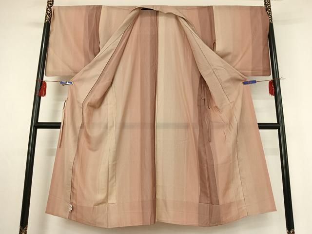 平和屋着物 道中着 スリーシーズン 春夏秋 塵除け 縞 暈し染め 正絹 jh