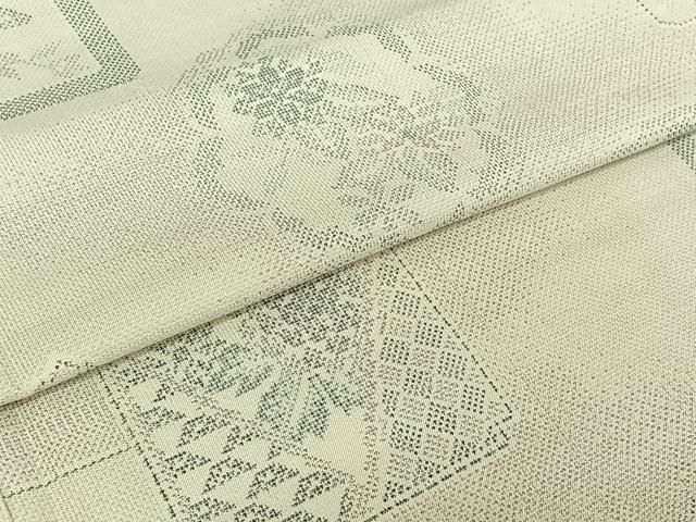  平和屋着物 本場大島紬 白大島 単衣 草花文 正絹 jh 紬 着物