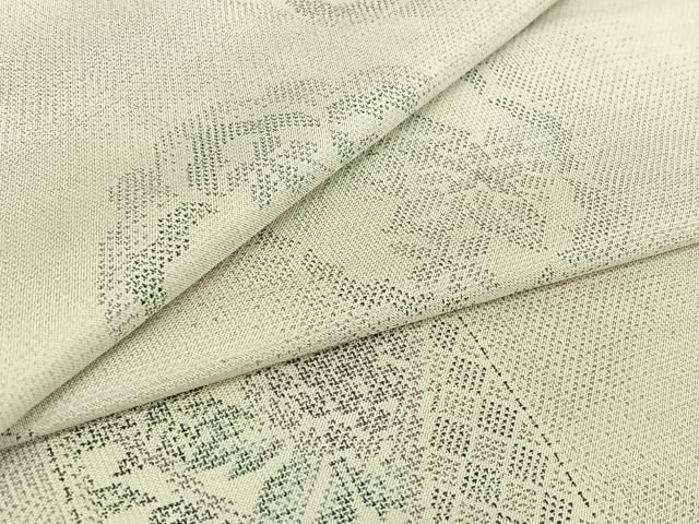 平和屋着物 本場大島紬 白大島 単衣 草花文 正絹 jh