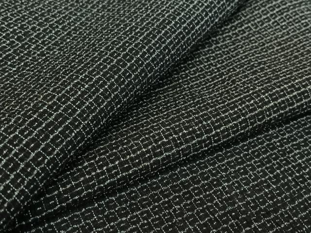 平和屋着物 男性 紬 単衣 80亀甲 総詰め 黒地 正絹 jh
