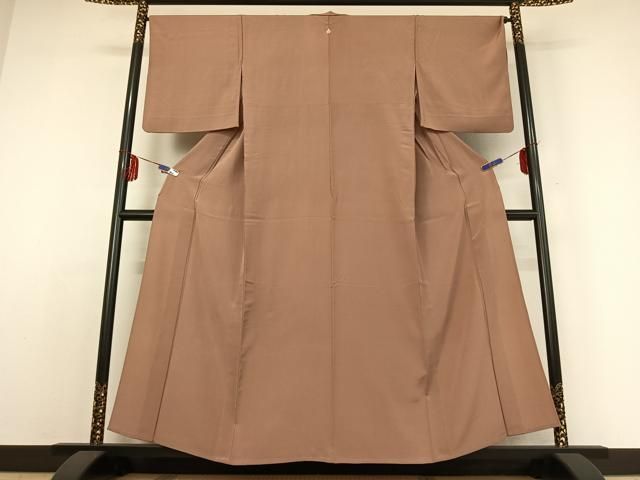 平和屋着物 上質な色無地 単衣 赤白橡色 正絹 jh