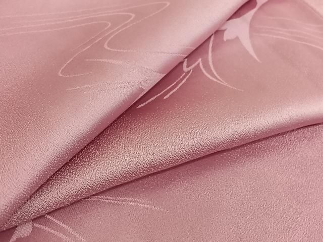 平和屋着物 色無地 単衣 流水飛鶴文 撫子色 洗える着物 jh