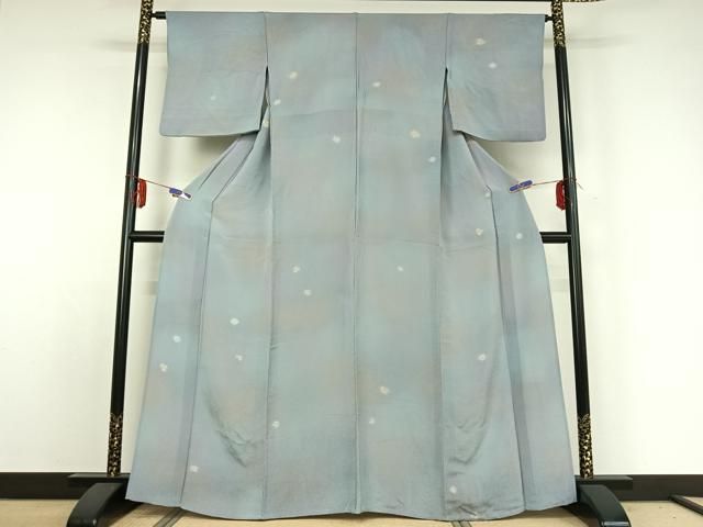 平和屋着物 上質な小紋 単衣 霞文 暈し染め 鬼しぼ縮緬 正絹 jh