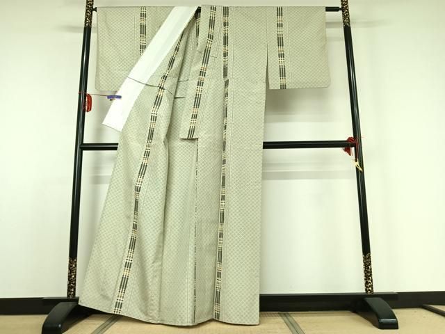  平和屋着物 上質な紬 単衣 間道 ロング丈 正絹 jh 紬 着物